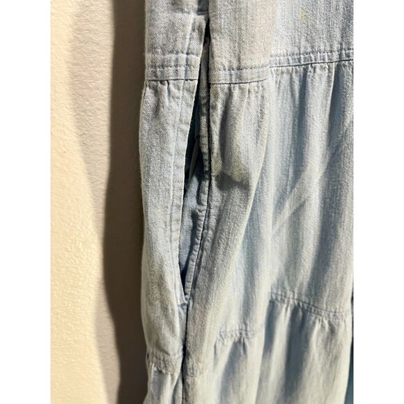 Old Navy denim maxi dress broomstick smoke back light wash blue casual women 2X - Picture 4 of 7